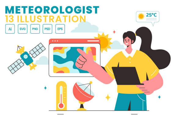 13 Meteorologist Vector Illustration
