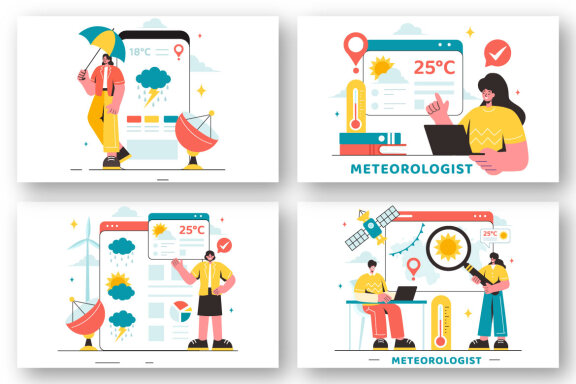 13 Meteorologist Vector Illustration