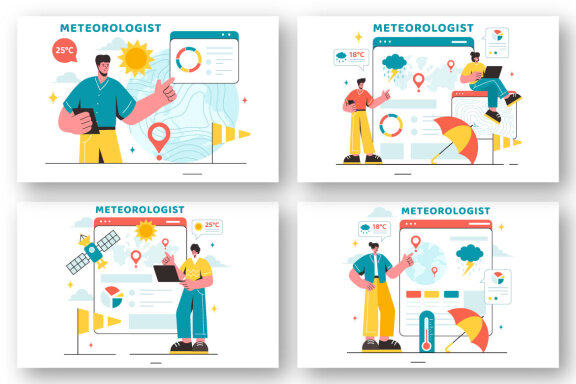 13 Meteorologist Vector Illustration