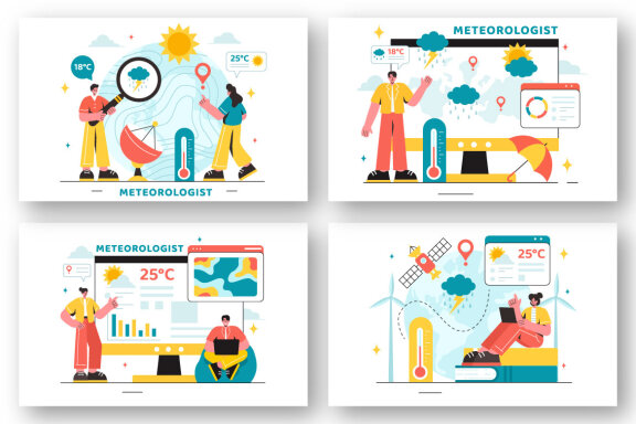 13 Meteorologist Vector Illustration