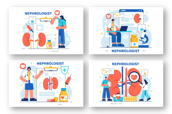 9 Nephrologist Vector Illustration