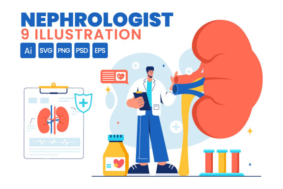 9 Nephrologist Vector Illustration