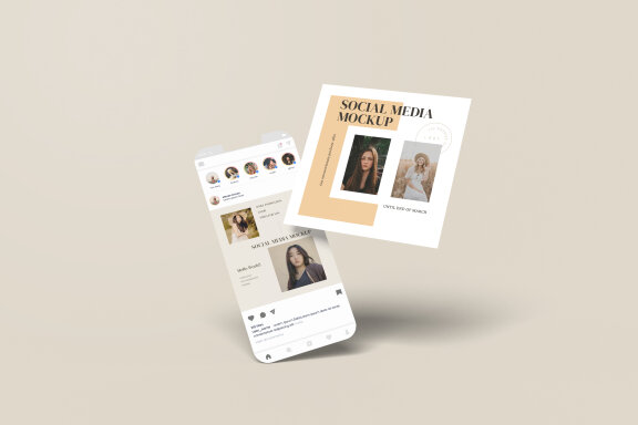 Floating Clean Social Media Mockup
