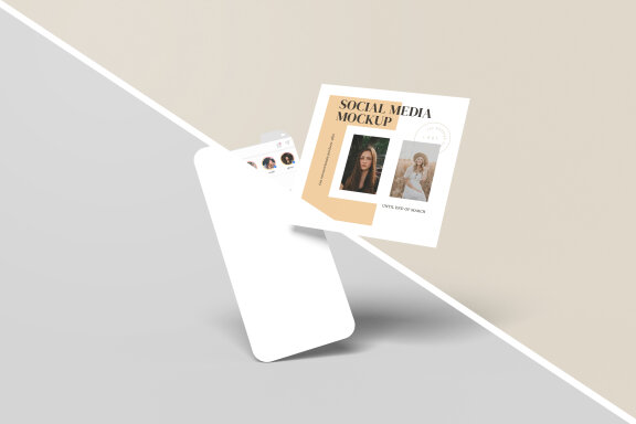 Floating Clean Social Media Mockup
