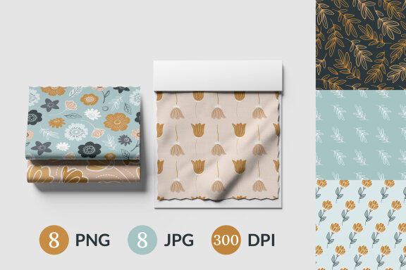 8 Cute Floral Seamless Patterns