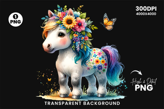 Watercolor Baby Farm Foal Sublimation Clipart, Foal Clipart