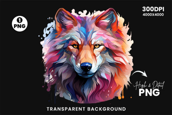 Watercolor wolf illustration sublimation clipart PNG bundle