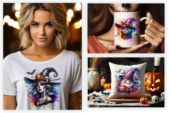 Watercolor Halloween Clipart Bundle, Halloween Clipart PNG