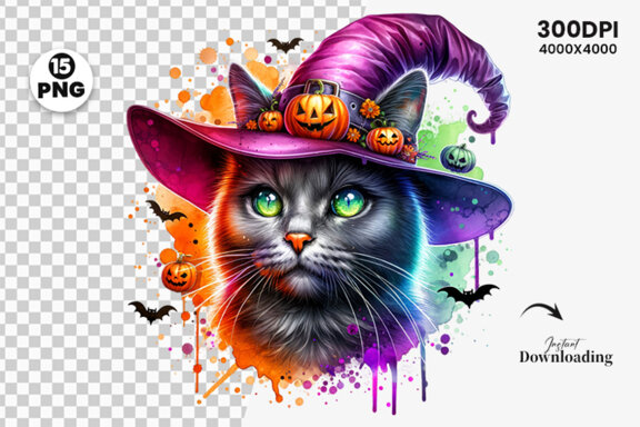 Watercolor Halloween Clipart Bundle, Halloween Clipart PNG