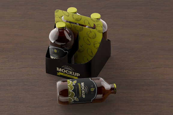 Bottles in Paper Packaging Mockup