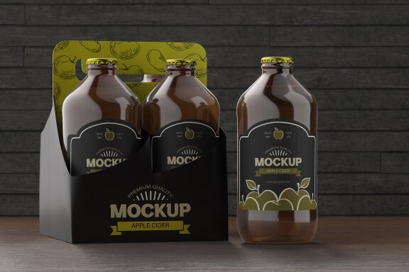 Bottles in Paper Packaging Mockup