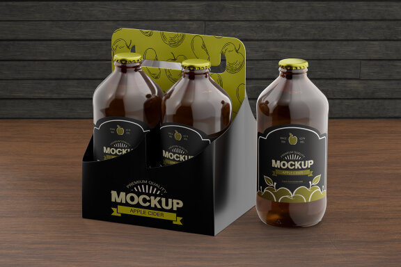 Bottles in Paper Packaging Mockup