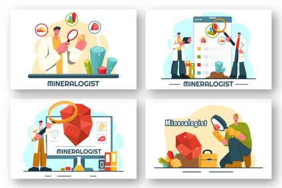 9 Mineralogist Vector Illustration