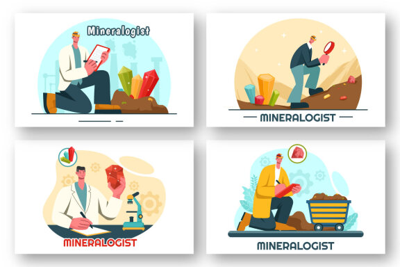 9 Mineralogist Vector Illustration