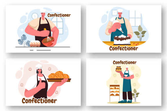 9 Confectioner Vector Illustration
