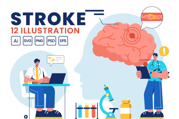 12 Human Brain Stroke Illustration