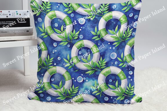 Pack Of 10 Digital Papers - Blue And Cool Summer In Watercolor 
