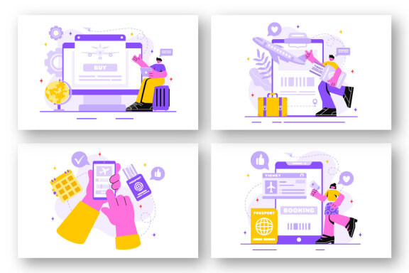 18 Online Travel Ticket Illustration