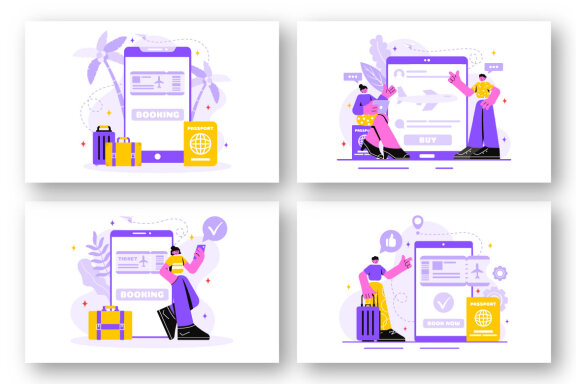 18 Online Travel Ticket Illustration
