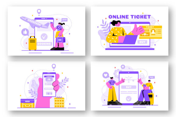 18 Online Travel Ticket Illustration