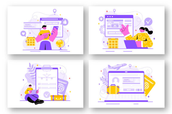 18 Online Travel Ticket Illustration