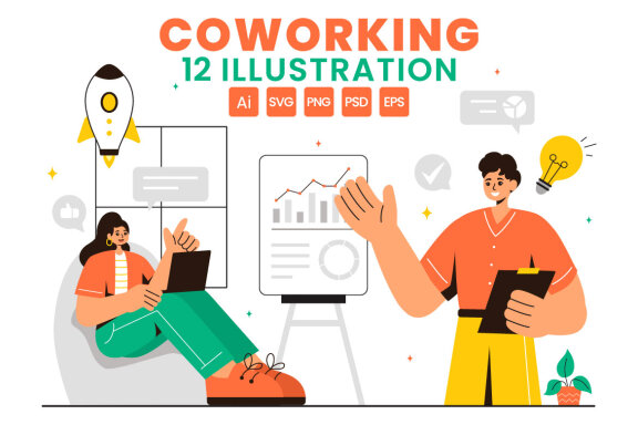 12 Coworking Business Illustration