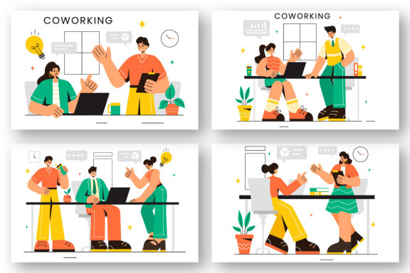12 Coworking Business Illustration