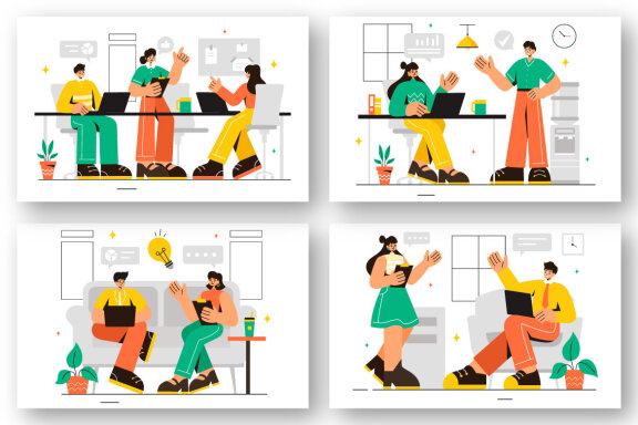 12 Coworking Business Illustration