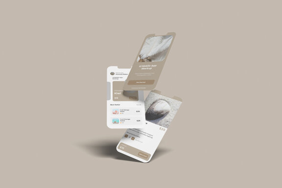 Floating UI Screen Mockup
