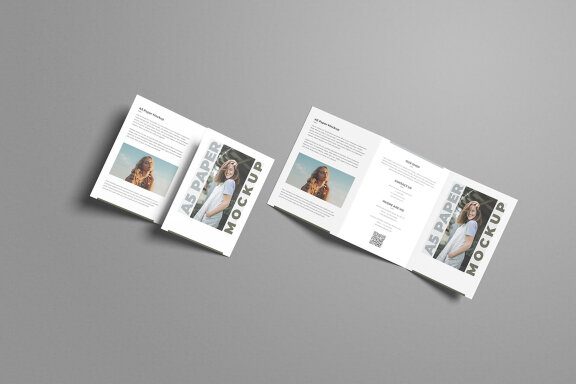 Clean A5 Trifold Brochure Mockup