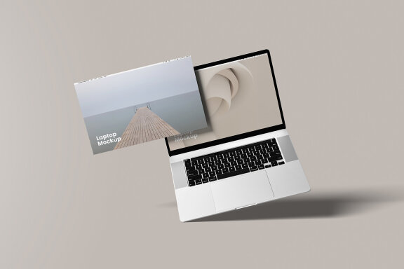 Floating Laptop Web FREE Mockup