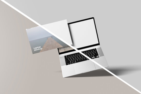 Floating Laptop Web FREE Mockup
