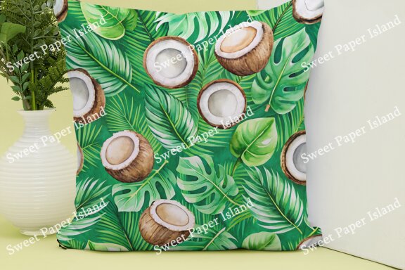 Pack Of 10 Digital Papers - Green Summer Tropical In Watercolors