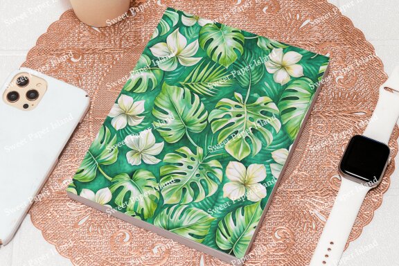 Pack Of 10 Digital Papers - Green Summer Tropical In Watercolors