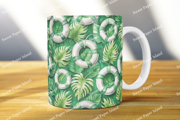 Pack Of 10 Digital Papers - Green Summer Tropical In Watercolors