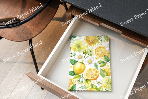 Pack Of 12 Digital Papers - Yellow Fresh Lemonade Garden In Watercolors