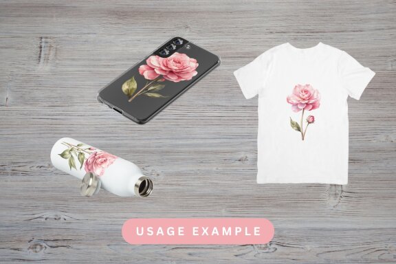 Watercolor illustration of pink flower