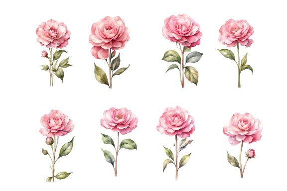 Watercolor illustration of pink flower