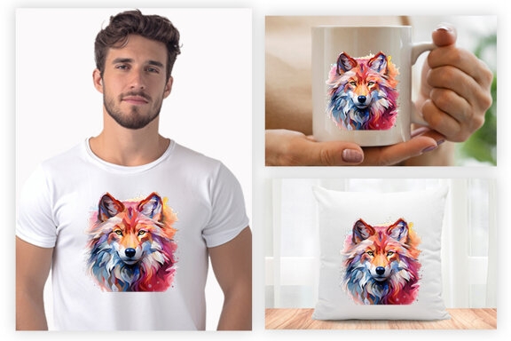  Watercolor wolf illustration sublimation clipart png design