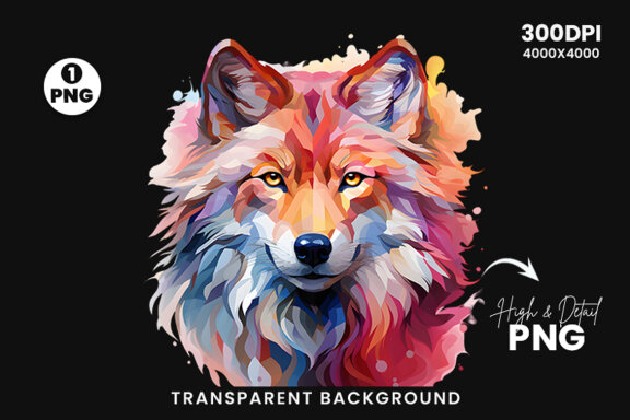  Watercolor wolf illustration sublimation clipart png design