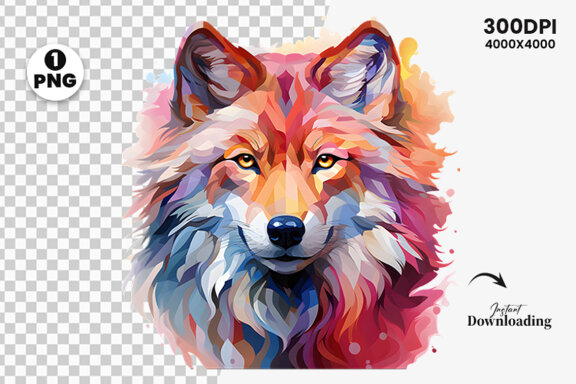  Watercolor wolf illustration sublimation clipart png design