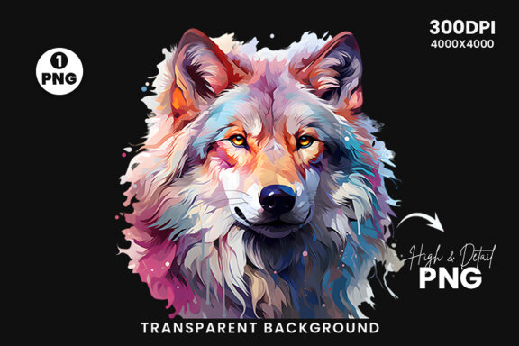  Watercolor wolf illustration sublimation clipart png design