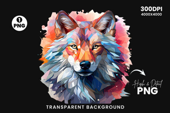  Watercolor wolf illustration sublimation clipart png design