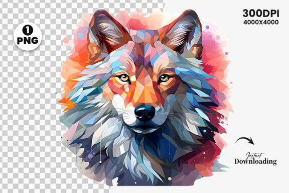  Watercolor wolf illustration sublimation clipart png design