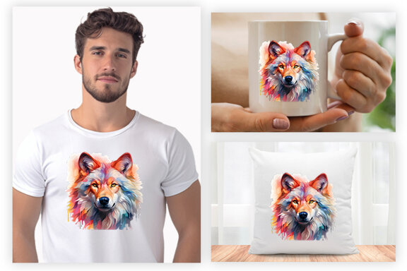  Watercolor wolf illustration sublimation clipart png design