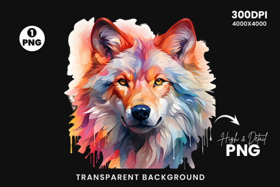  Watercolor wolf illustration sublimation clipart png design