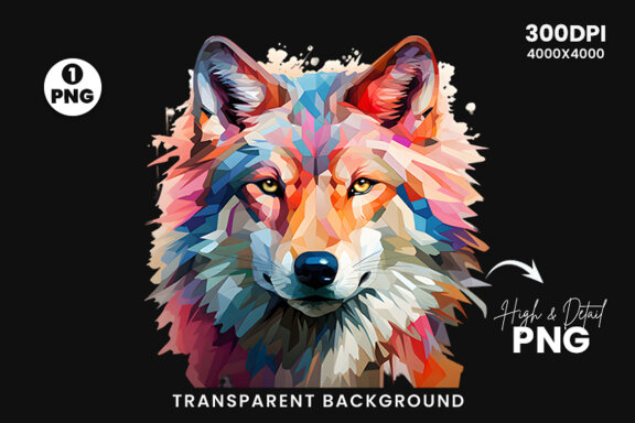  Watercolor wolf illustration sublimation clipart png design