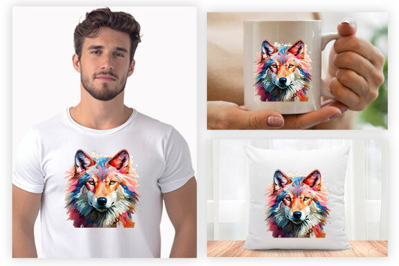  Watercolor wolf illustration sublimation clipart png design