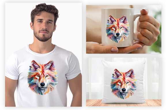 Watercolor wolf illustration sublimation clipart png design