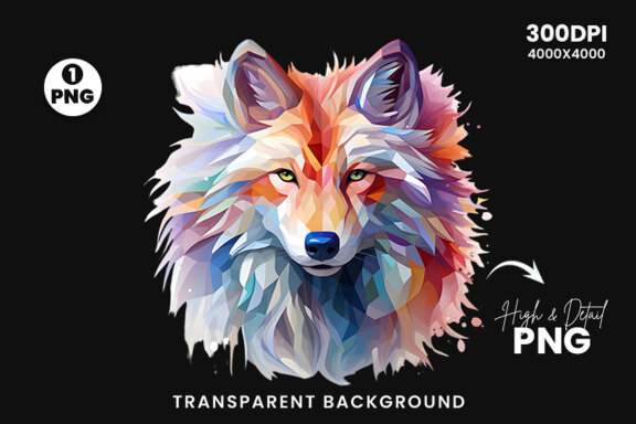  Watercolor wolf illustration sublimation clipart png design